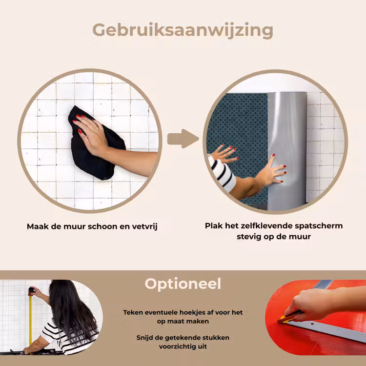 Patroon - Mozaïek - Groen keuken achterwand spatscherm klein 900 -gebruiksaanwijzing_NL