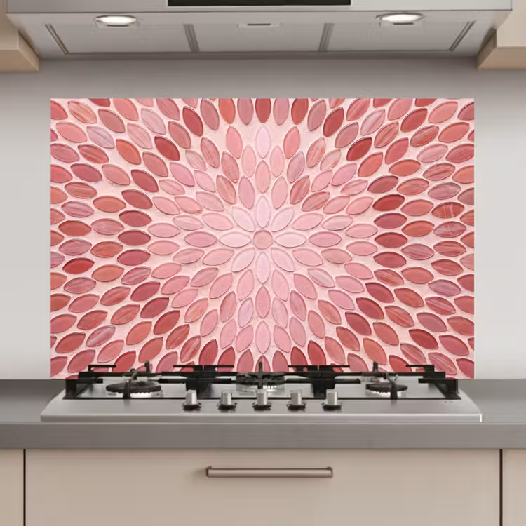 Patroon - Mozaïek - Ovaal - Abstract - Roze keuken achterwand spatscherm klein -3d_website