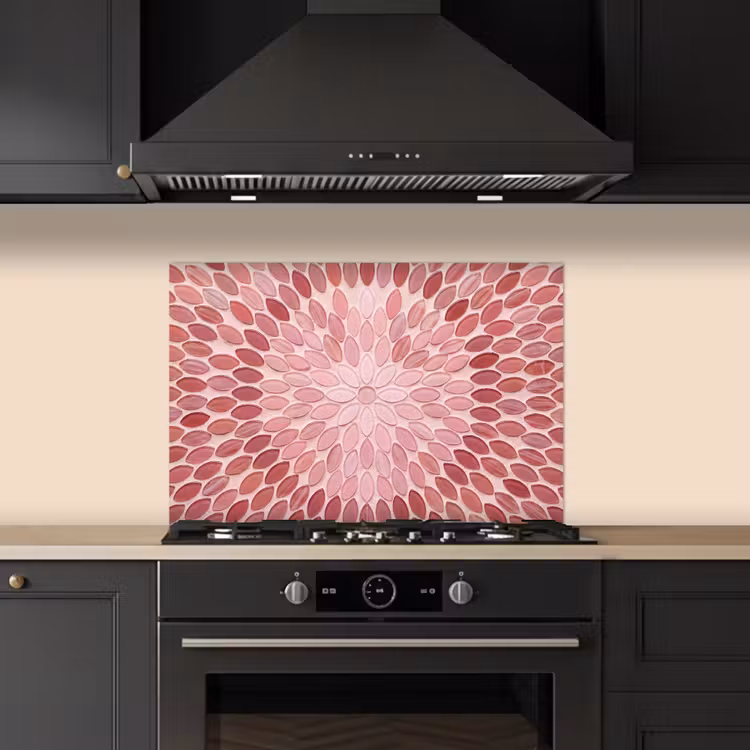 Patroon - Mozaïek - Ovaal - Abstract - Roze keuken achterwand spatscherm klein -sfeer1