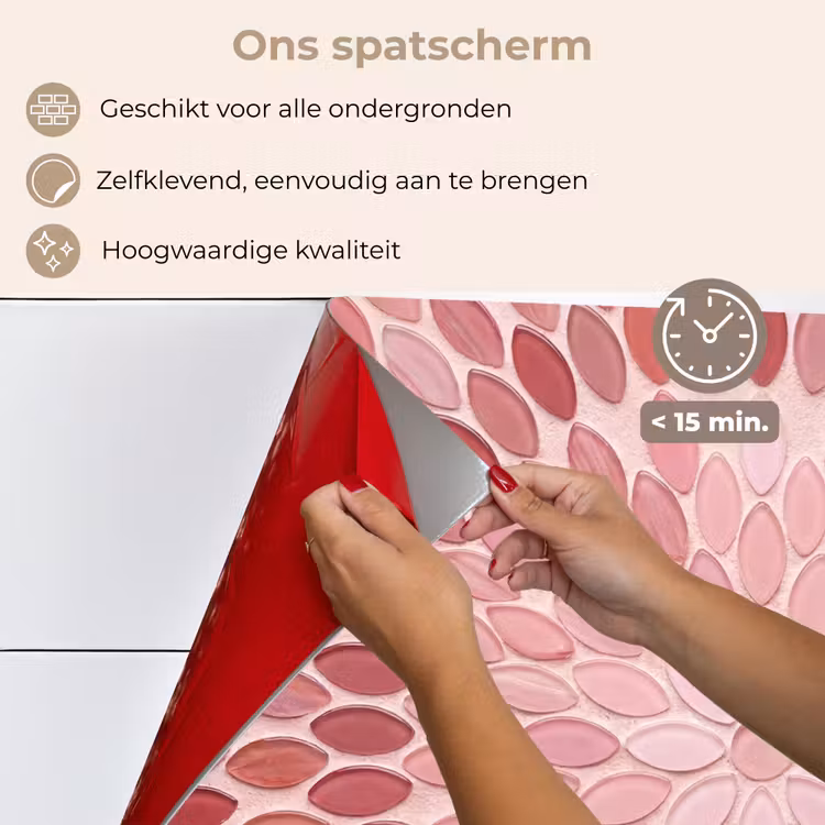 Patroon - Mozaïek - Ovaal - Abstract - Roze keuken achterwand spatscherm klein -spatscherm_NL