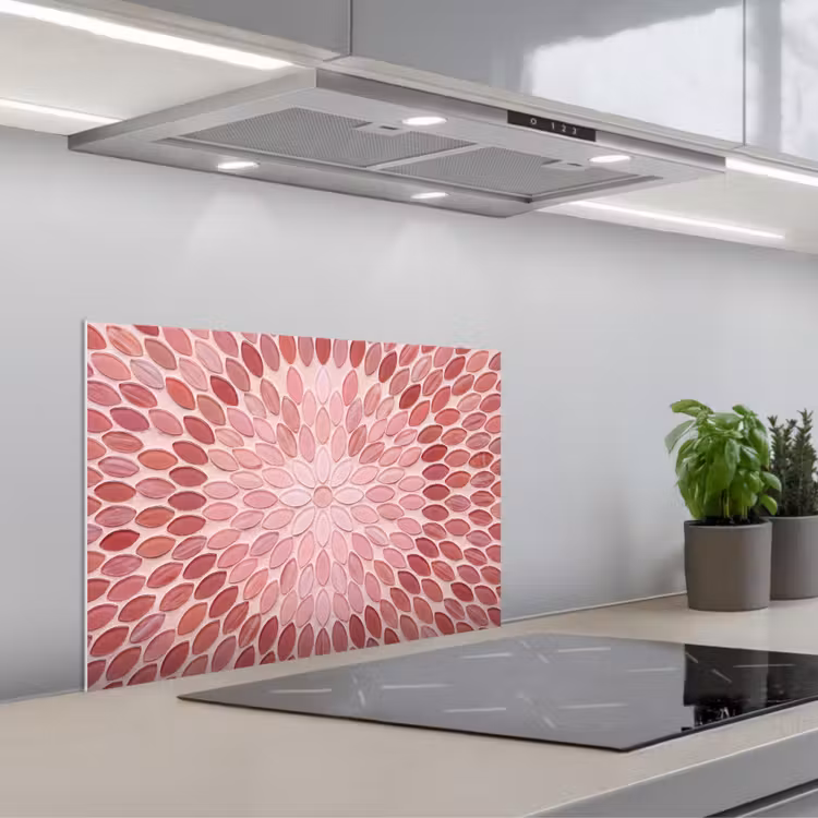 Patroon - Mozaïek - Ovaal - Abstract - Roze keuken achterwand spatscherm klein -3d_schuin