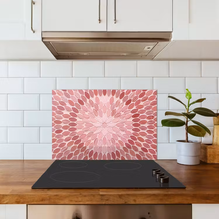 Patroon - Mozaïek - Ovaal - Abstract - Roze keuken achterwand spatscherm klein -sfeer2