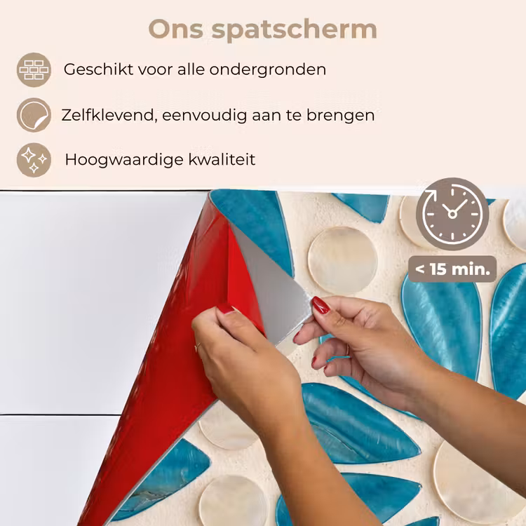 Patroon - Mozaïek - Schelpen - Abstract - Turquoise keuken achterwand spatscherm klein -spatscherm_NL