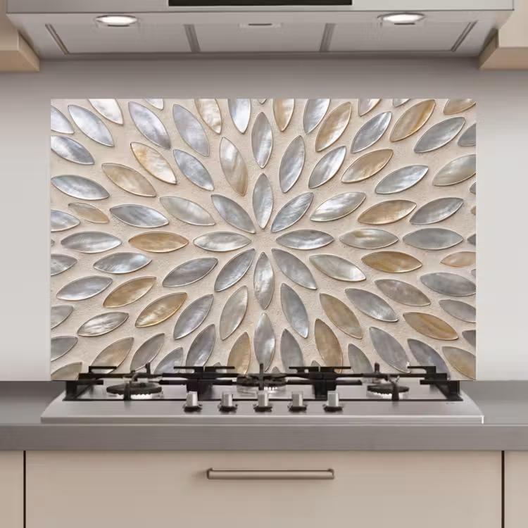 Patroon - Ovaal - Glanzend - Abstract - Beige keuken achterwand spatscherm klein -3d_website