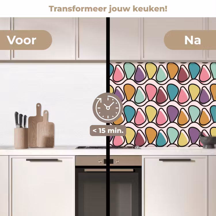 Patroon - Ovaal - Pastel keuken achterwand 2 middel 871 -voor-na2_NL