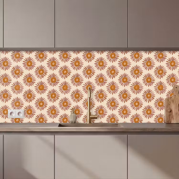 Patroon - Retro - Bruin keuken achterwand 2 middel 871 zz_3dshopping