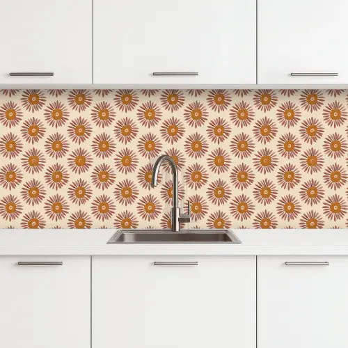 Patroon - Retro - Bruin keuken achterwand 2 middel 871 -3d