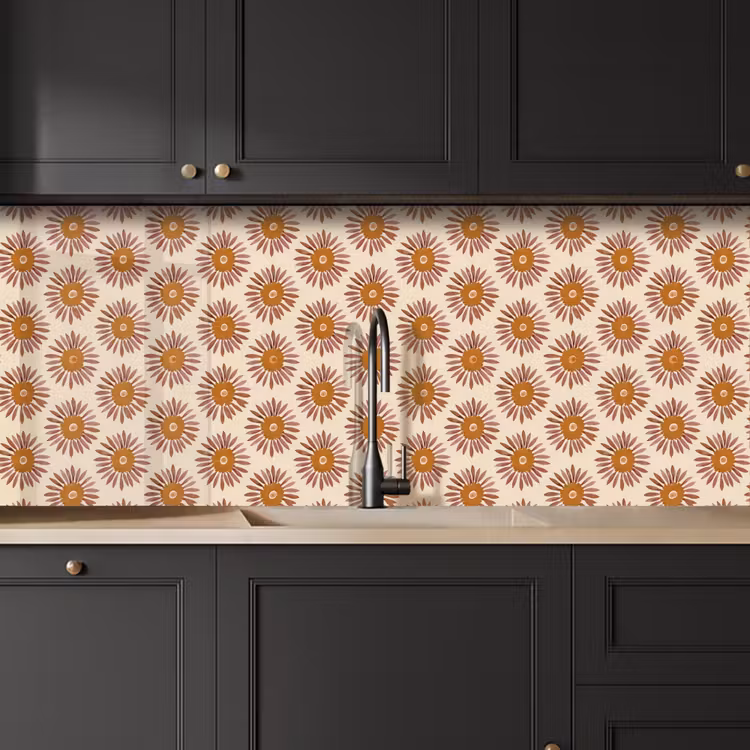 Patroon - Retro - Bruin keuken achterwand 2 middel 871 -sfeer1