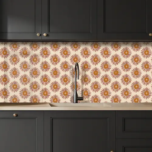 Patroon - Retro - Bruin keuken achterwand 2 middel 871 -sfeer1