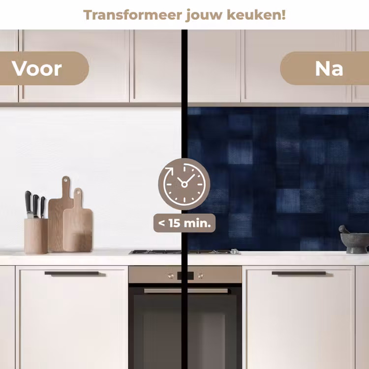 Patroon - Ruit - Marineblauw keuken achterwand 2 middel 871 -voor-na2_NL