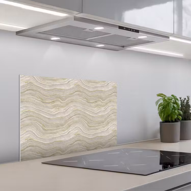 Patroon - Sereen - Groen keuken achterwand spatscherm klein 900 -3d_schuin
