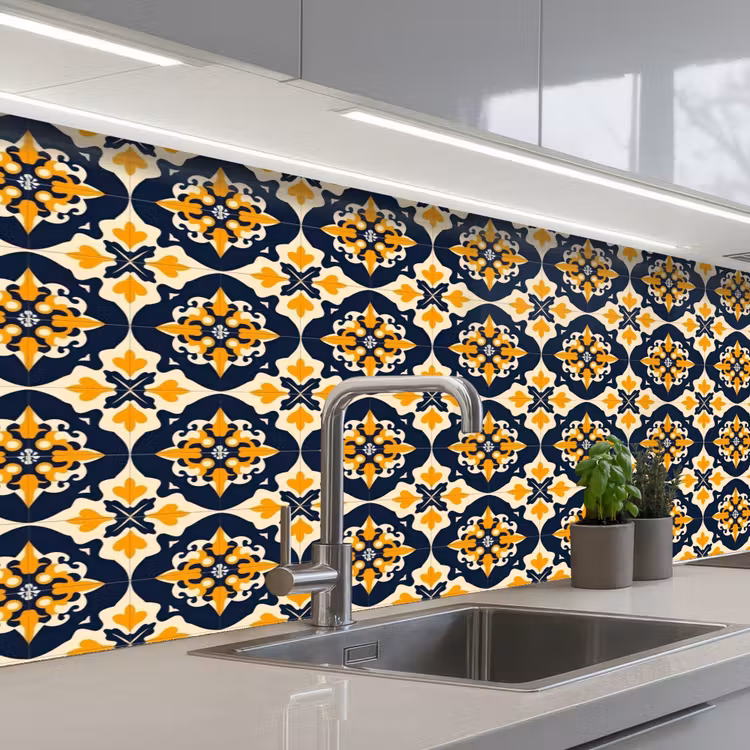Patroon - Siertegel - Kleurrijk keuken achterwand 2 middel 871 -3d_schuin