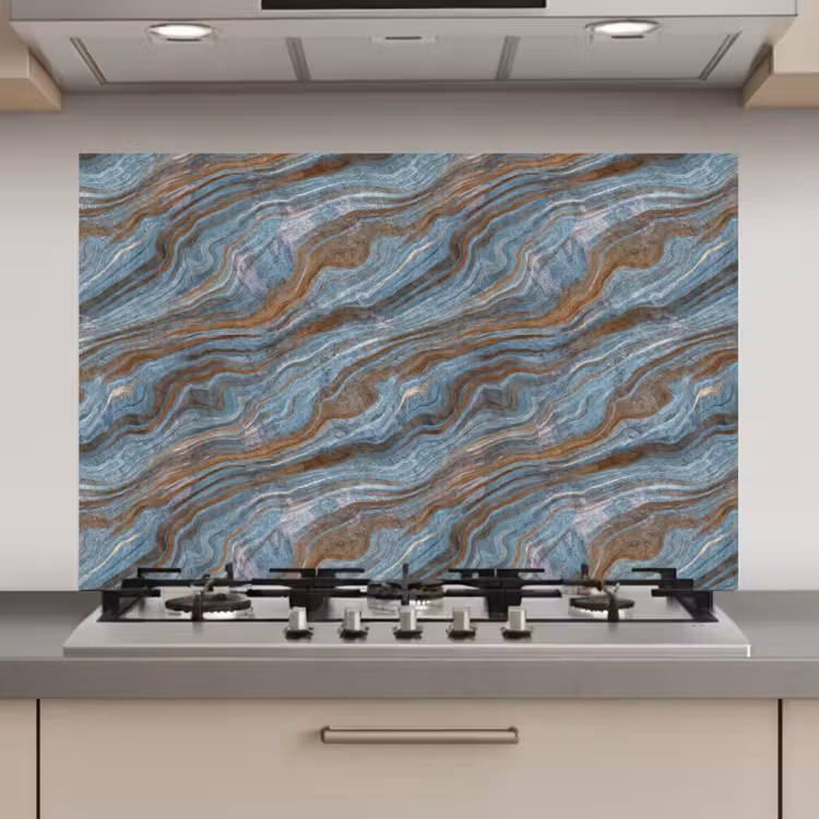 Patroon - Steen - Blauw keuken achterwand spatscherm klein 900 -3d_website