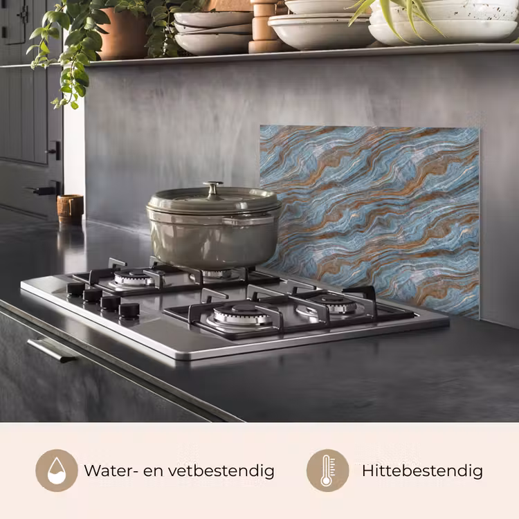 Patroon - Steen - Blauw keuken achterwand spatscherm klein 900 -usp_NL