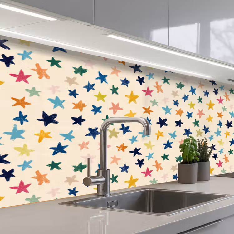 Patroon - Sterren - Kleurrijk keuken achterwand 2 middel 871 -3d_schuin