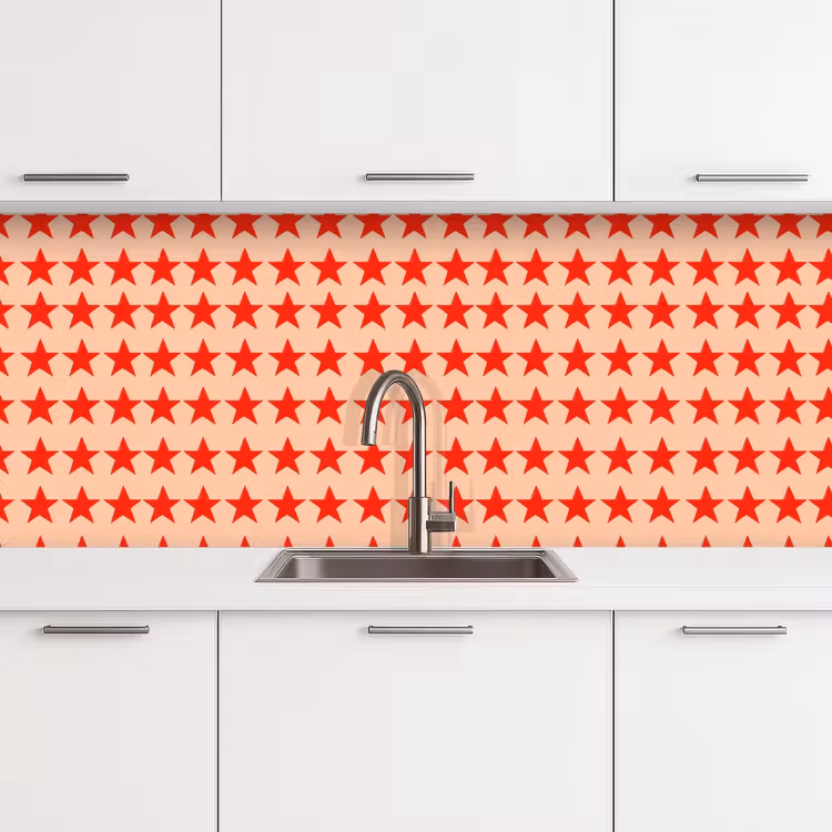 Patroon - Sterren - Rood keuken achterwand 2 middel 871 -3d
