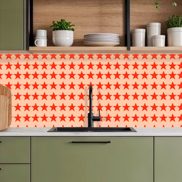 Patroon - Sterren - Rood keuken achterwand 2 middel 871 -sfeer3
