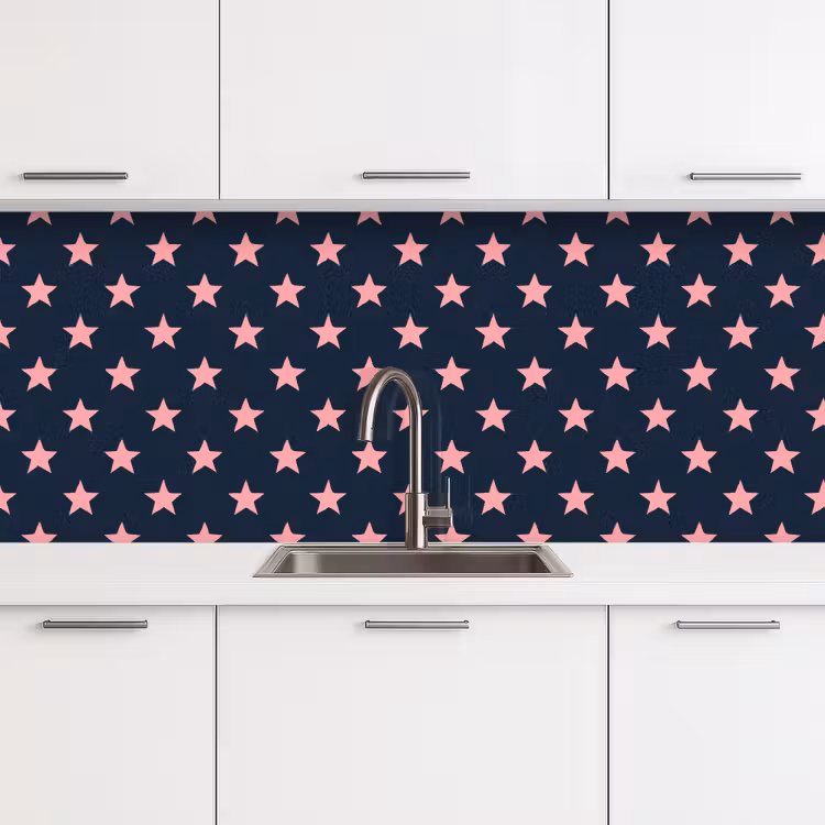 Patroon - Sterren - Roze keuken achterwand 2 middel 871 -3d