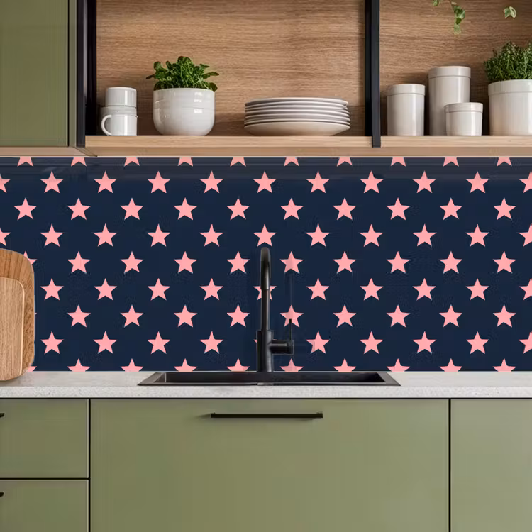 Patroon - Sterren - Roze keuken achterwand 2 middel 871 -sfeer3