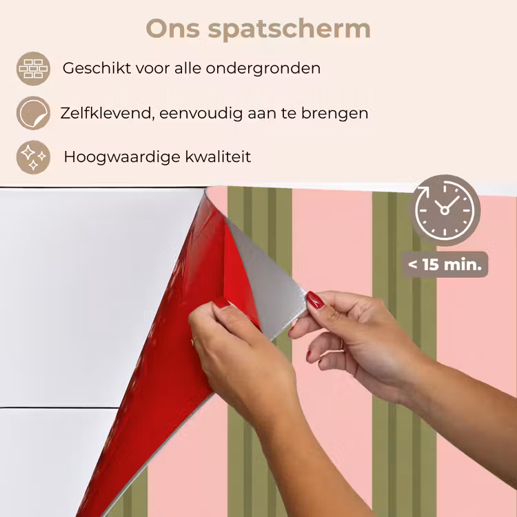 Patroon - Strepen - Abstract - Roze - Groen keuken achterwand spatscherm klein -spatscherm_NL
