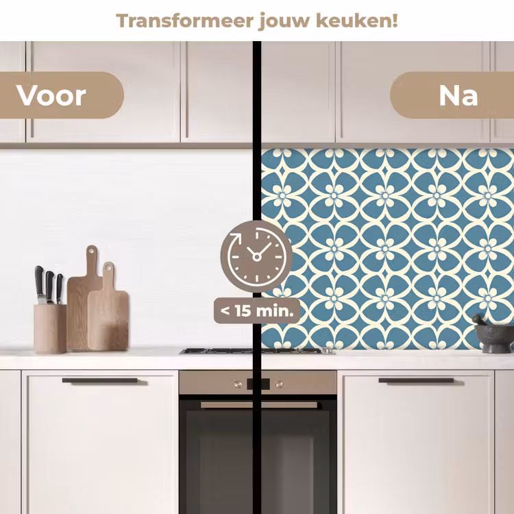 Patroon - Symmetrisch - Blauw keuken achterwand 2 middel 871 -voor-na2_NL