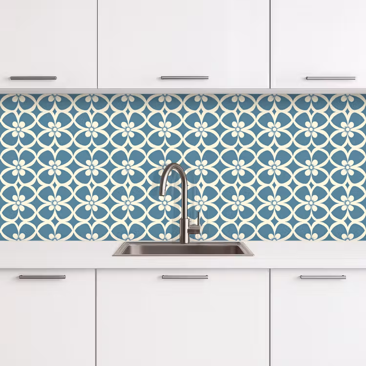 Patroon - Symmetrisch - Blauw keuken achterwand 2 middel 871 -3d