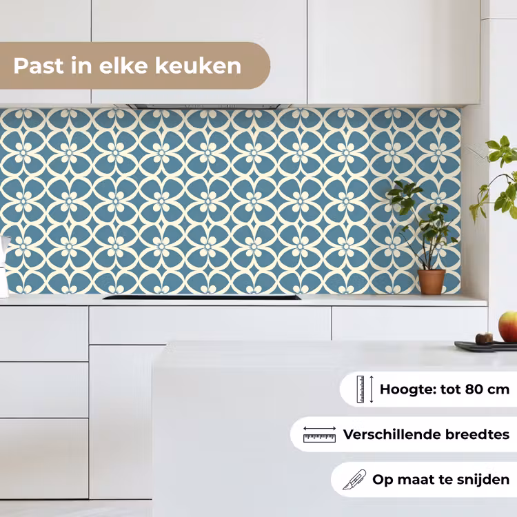 Patroon - Symmetrisch - Blauw keuken achterwand 2 middel 871 -sfeer4_NL
