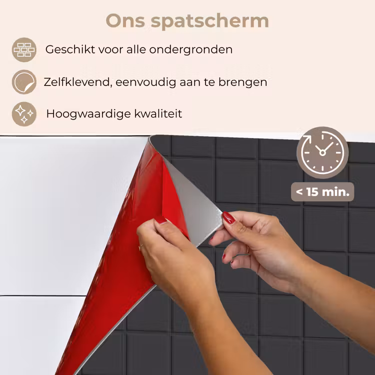 Patroon - Tegel - Antraciet keuken achterwand spatscherm klein 900 -spatscherm_NL