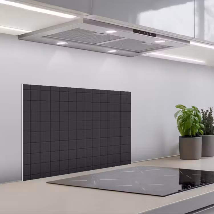Patroon - Tegel - Antraciet keuken achterwand spatscherm klein 900 -3d_schuin