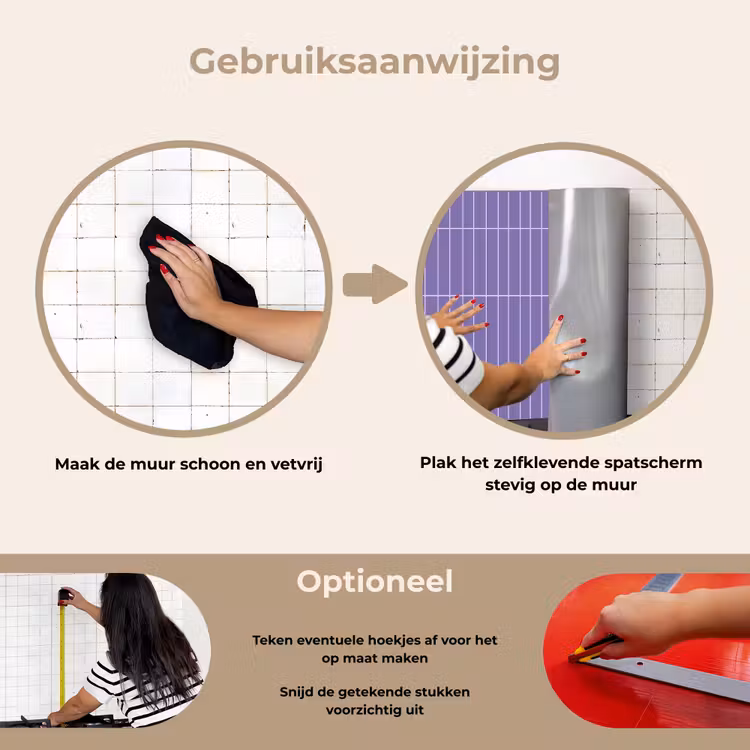 Patroon - Tegel - Lila keuken achterwand spatscherm klein 900 -gebruiksaanwijzing_NL