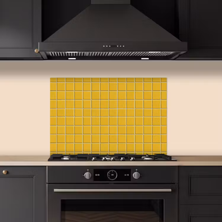 Patroon - Tegel - Okergeel keuken achterwand spatscherm klein 900 -sfeer1