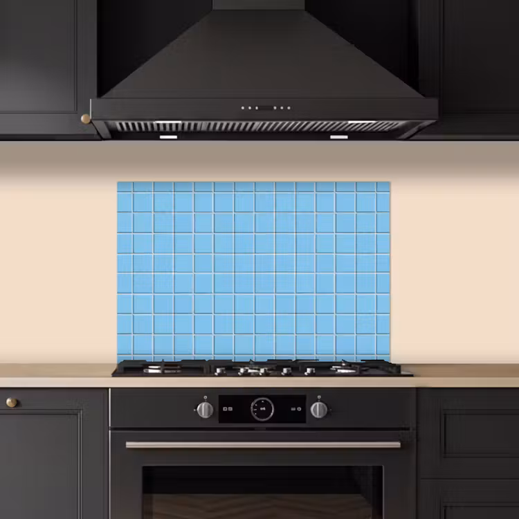 Patroon - Tegel - Pastel - Blauw keuken achterwand spatscherm klein 900 -sfeer1