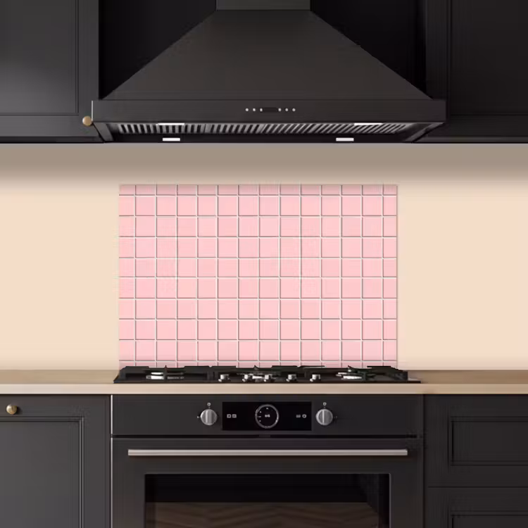 Patroon - Tegel - Pastelroze keuken achterwand spatscherm klein 900 -sfeer1