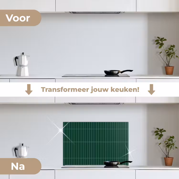 Patroon - Tegels - Donkergroen keuken achterwand spatscherm klein 900 -voor_na_NL
