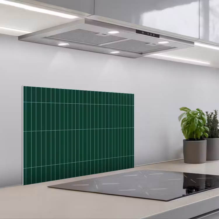 Patroon - Tegels - Donkergroen keuken achterwand spatscherm klein 900 -3d_schuin