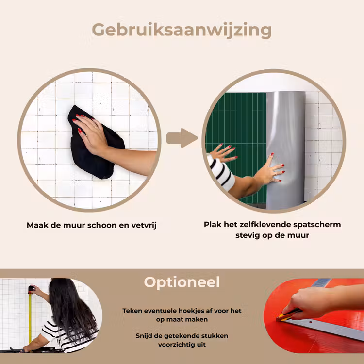 Patroon - Tegels - Donkergroen keuken achterwand spatscherm klein 900 -gebruiksaanwijzing_NL