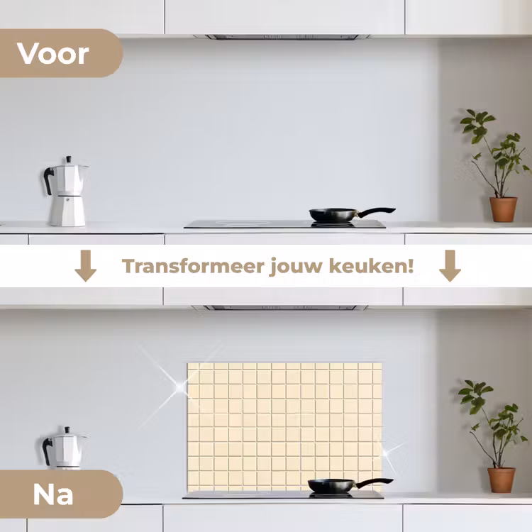 Patroon - Tegels - Gebroken - Wit keuken achterwand spatscherm klein 900 -voor_na_NL