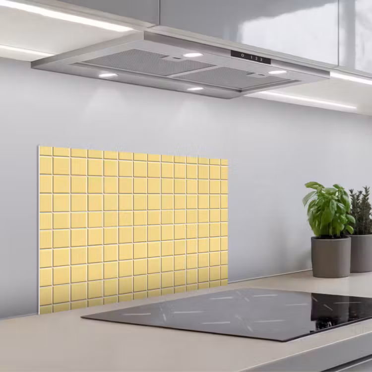 Patroon - Tegels - Geel keuken achterwand spatscherm klein 900 -3d_schuin