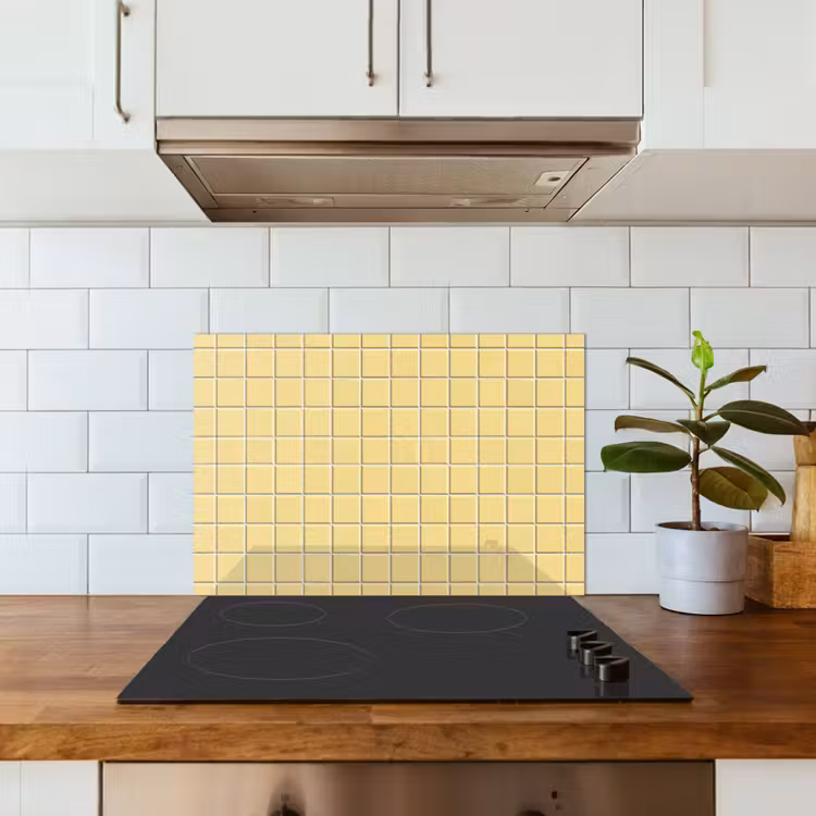 Patroon - Tegels - Geel keuken achterwand spatscherm klein 900 -sfeer2