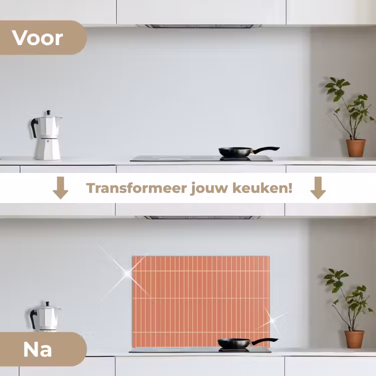 Patroon - Tegels - Terracotta keuken achterwand spatscherm klein 900 -voor_na_NL