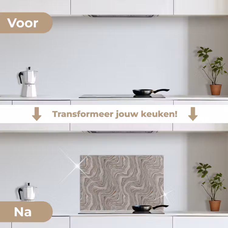 Patroon - Textuur - Grijs keuken achterwand spatscherm klein 900 -voor_na_NL