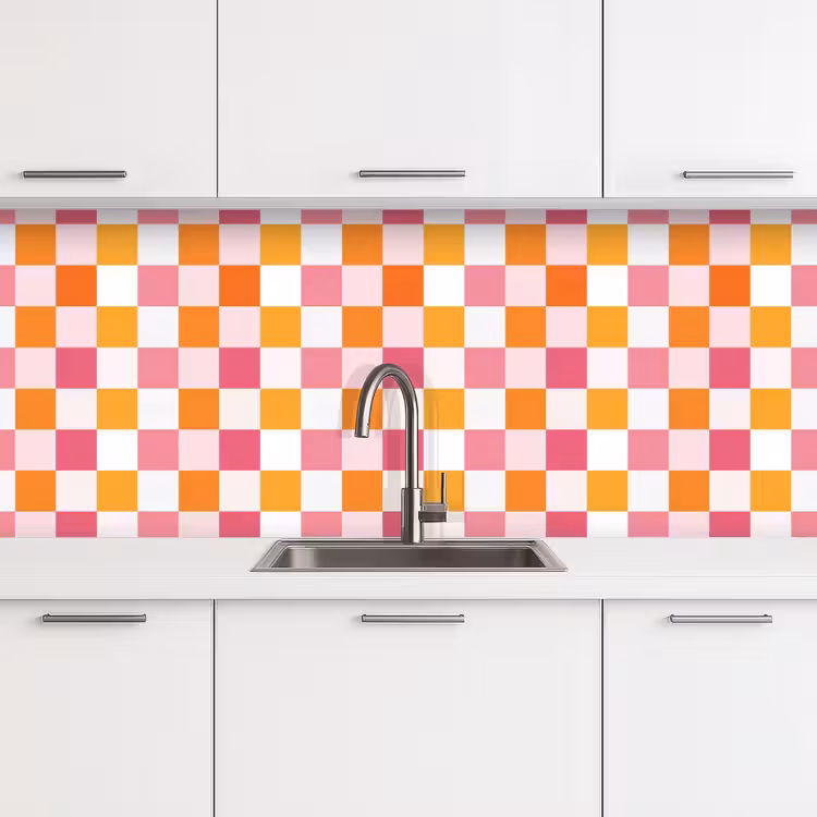 Patroon - Vierkant - Roze keuken achterwand 2 middel 871 -3d