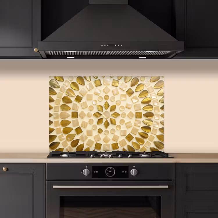 Patroon - Vormen - Mozaïek - Abstract - Goud keuken achterwand spatscherm klein -sfeer1