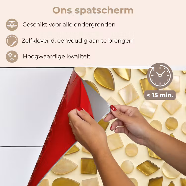 Patroon - Vormen - Mozaïek - Abstract - Goud keuken achterwand spatscherm klein -spatscherm_NL