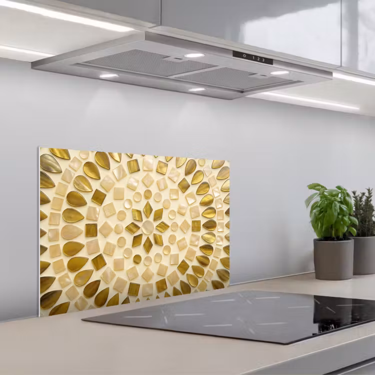 Patroon - Vormen - Mozaïek - Abstract - Goud keuken achterwand spatscherm klein -3d_schuin