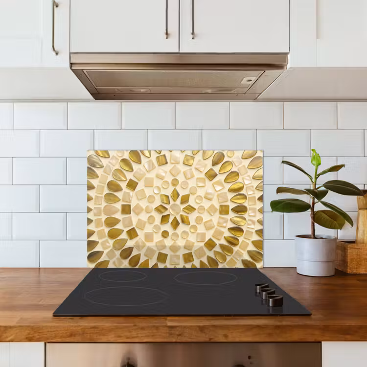 Patroon - Vormen - Mozaïek - Abstract - Goud keuken achterwand spatscherm klein -sfeer2