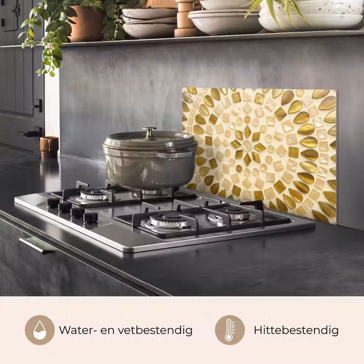 Patroon - Vormen - Mozaïek - Abstract - Goud keuken achterwand spatscherm klein -usp_NL