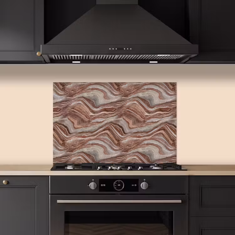 Patroon - Zandsteen - Travertijn keuken achterwand spatscherm klein 900 -sfeer1