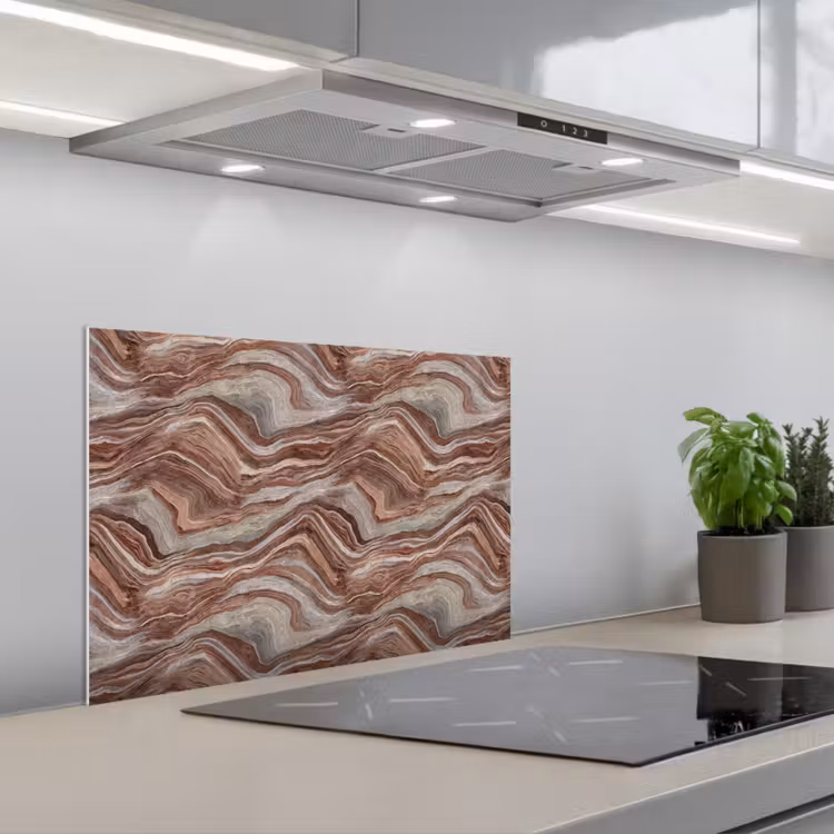 Patroon - Zandsteen - Travertijn keuken achterwand spatscherm klein 900 -3d_schuin