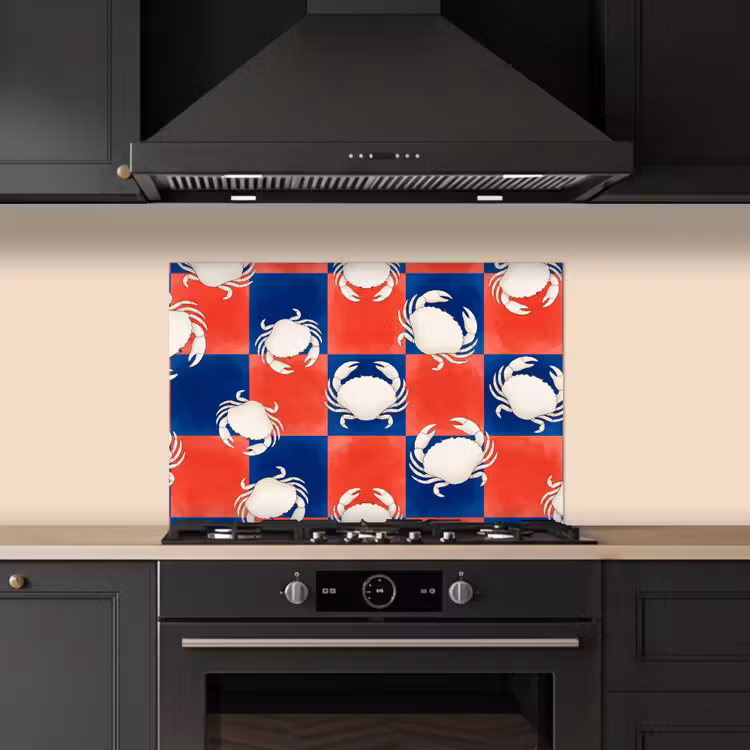 Patroon - Zeeleven - Rood - Blauw - Abstract keuken achterwand spatscherm klein -sfeer1
